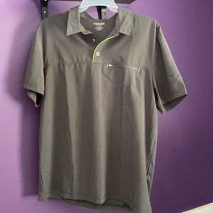 Cherokee uniform shirt, new (no tags), X-Large, gray and lime green on piping